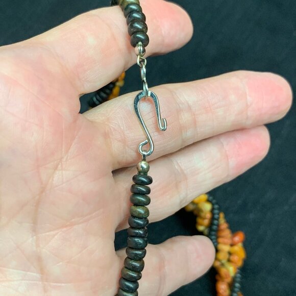 Big Lion Head Lee Sands Vintage Apple Coral Inlay & Resin Beaded Necklace J816 - Picture 7 of 10